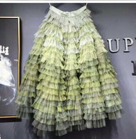 Big hemlines tulle tutu green skirt