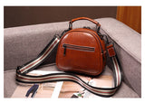 Small size brown black red women's cross body and top handle bag