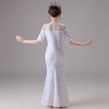 Sequin mermaid dress for little girl long sparkly dress