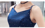 Spaghetti straps short blue prom dress