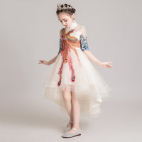 Little girl’s embroidered prom dress high low