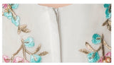 Strapless embroidered flower girl dress white