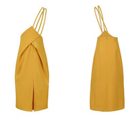 Calf Length Long one shoulder yellow skirt