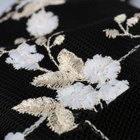 Black v neck hi-lo gown embroidered