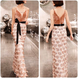 Spaghetti straps sequin tassels long occasion and events dress