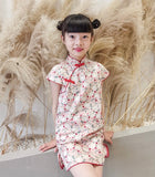 Little girl’s cheongsam short sleeve printing summer dress
