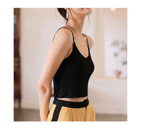 Midriff-baring spaghetti straps top for woman with bra