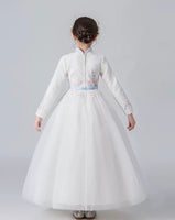 Long sleeve winter ball gown for little girl