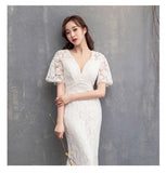 Lace mermaid dress with train