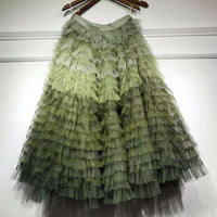 Big hemlines tulle tutu green skirt