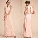 Backless two pieces bridesmaid dress