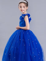 Cinderella gown blue kid's party dress long