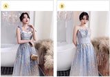 Sky blue printing bridesmaid dresses