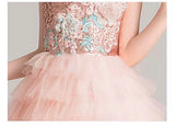 Little girl's pink sequin quinceanera dress
