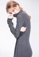 Grey knitting dress long sleeve
