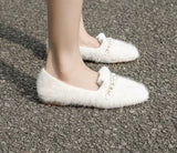 White winter flat shoes
