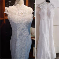 High neckline lace mermaid wedding dress