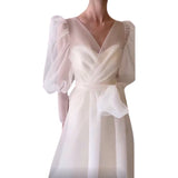 Two to wear wedding dress full sleeve tulle cover