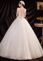 Off the shoulder embroidered wedding dress tulle