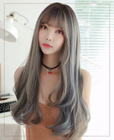 67cm 26 inches long straight two color wig with bangs かつら