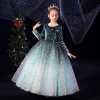 Long sleeve sparkly little girl's party dress