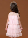 Sleeveless champagne pink black white dress for little girl