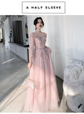 Floor length long pink bridesmaid dresses