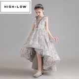 Little girl’s sleeveless grey pink quinceanera dress