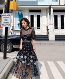 Black sequin lace dress