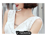 V neckline embroidered white event dress