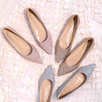 Flat heels prom shoes silver champagne pink color.