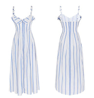 Blue white striped dress spaghetti straps summer dress