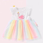 Little girl’s white rainbow dress