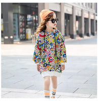 Little girl's big size floral Hoodies