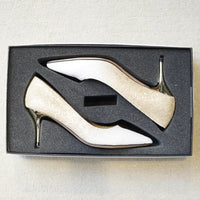 White golden bling wedding shoes