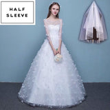 Half sleeve Modest applique wedding dress