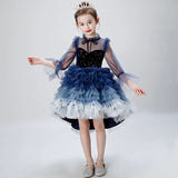 Little girl's gradient blue tulle ball gown