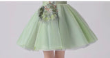 Short green flower girl dress