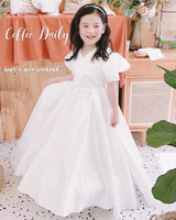 White satin prom dress for little girl