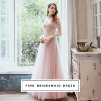 Light pink tulle bridesmaid dresses