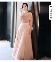 Light pink bridesmaid dresses velvet tulle prom dress