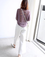 Hollow out white purple pink blue sweater