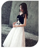 Black white short prom dress homecoming dress