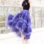 High low tulle blue tiered skirt purple tutu skirt