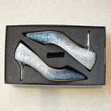 Blue silver sequin wedding shoes