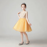 Sleeveless girl's short yellow dress