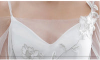 Spaghetti straps wedding dress a line middle sleeve wedding gown