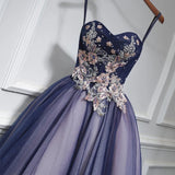 Short embroidered purple prom dress Blue purple homecoming dress