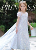 White sequin dress for little girl short sleeve sparkly costume