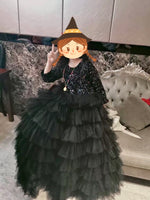 Little girl's sparkly black ball gown